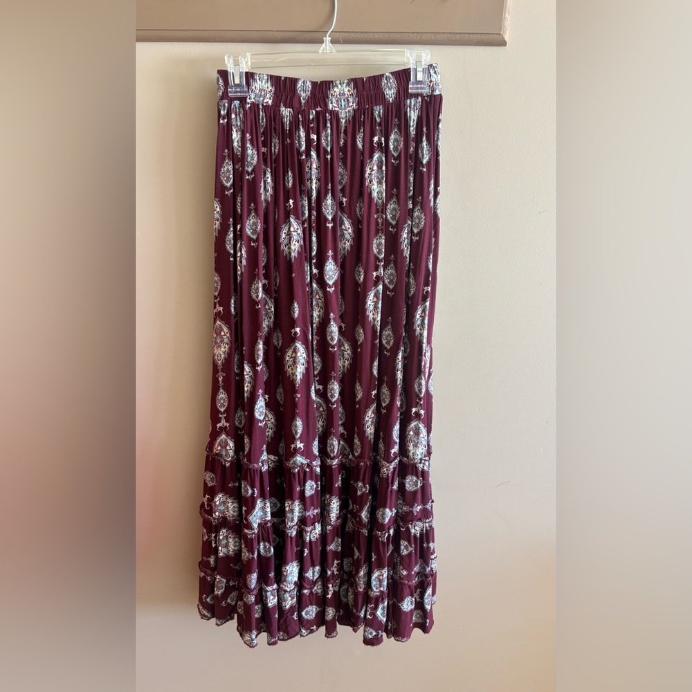 EARTHBOUND Burgundy Paisley Maxi Skirt